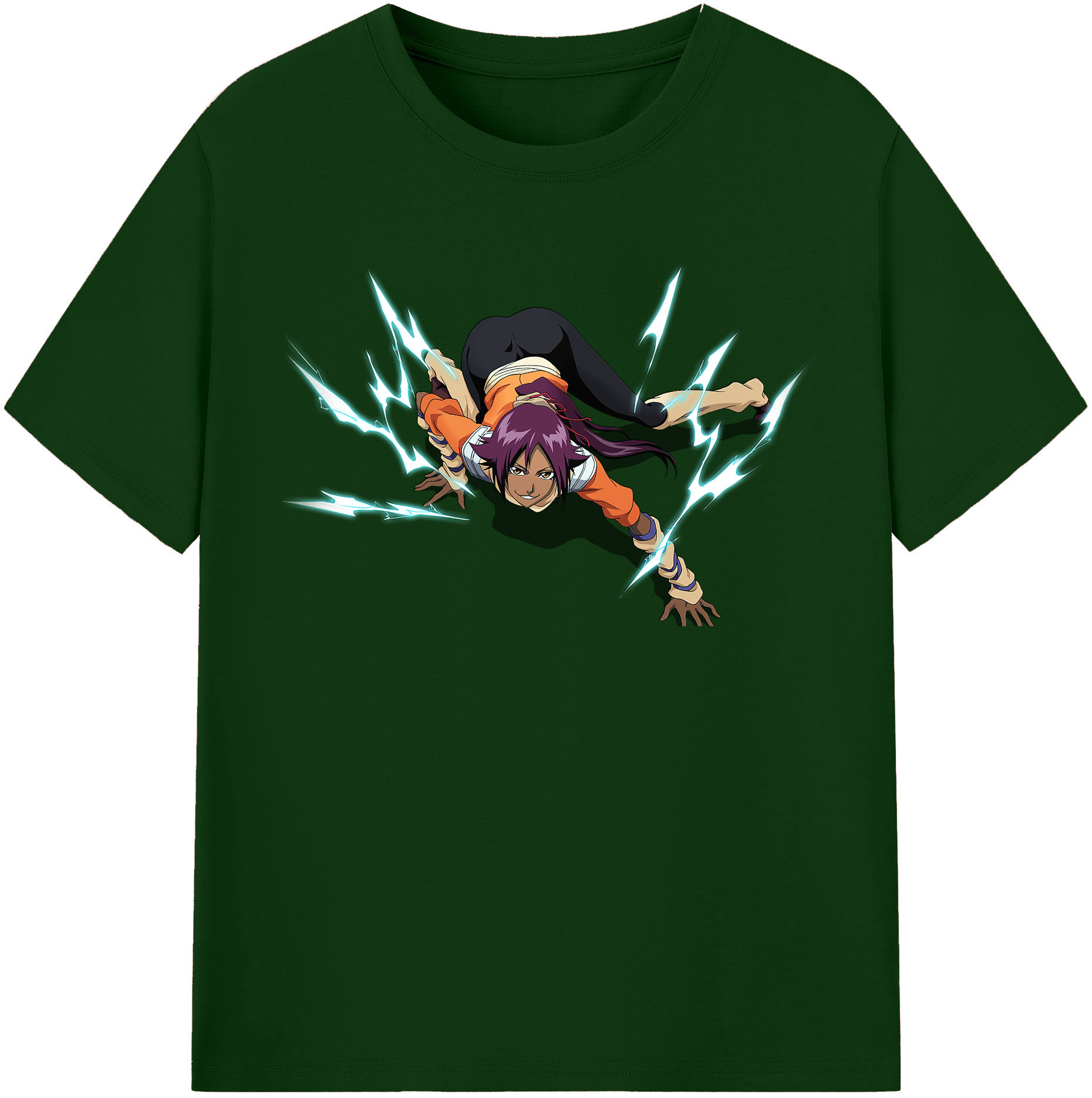 （画像用） ブリーチ 四楓院 夜一（しほういん よるいち） BLEACH Shihouin Yoruichi 綿100％半袖Tシャツ（フロントプリント）